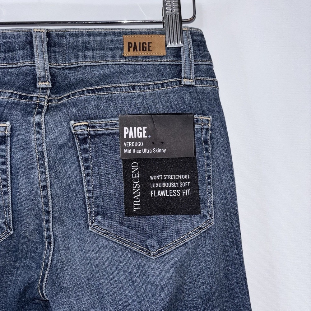 PAIGE Verdugo Mid Rise Ultra Skinny Distressed Jeans Blue Size 23 - Picture 10 of 12